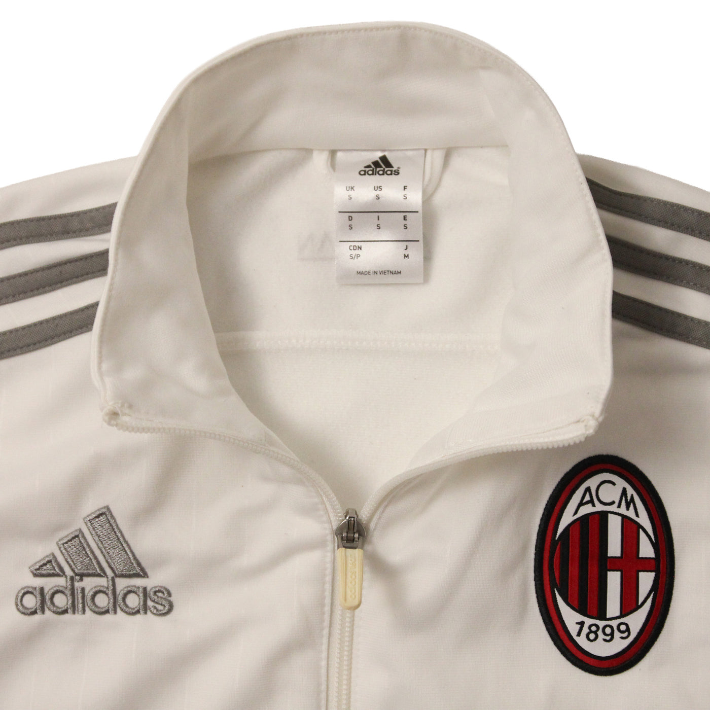 2015/16 AC Milan Adidas 3-Stripe Track Top White/Grey [S]