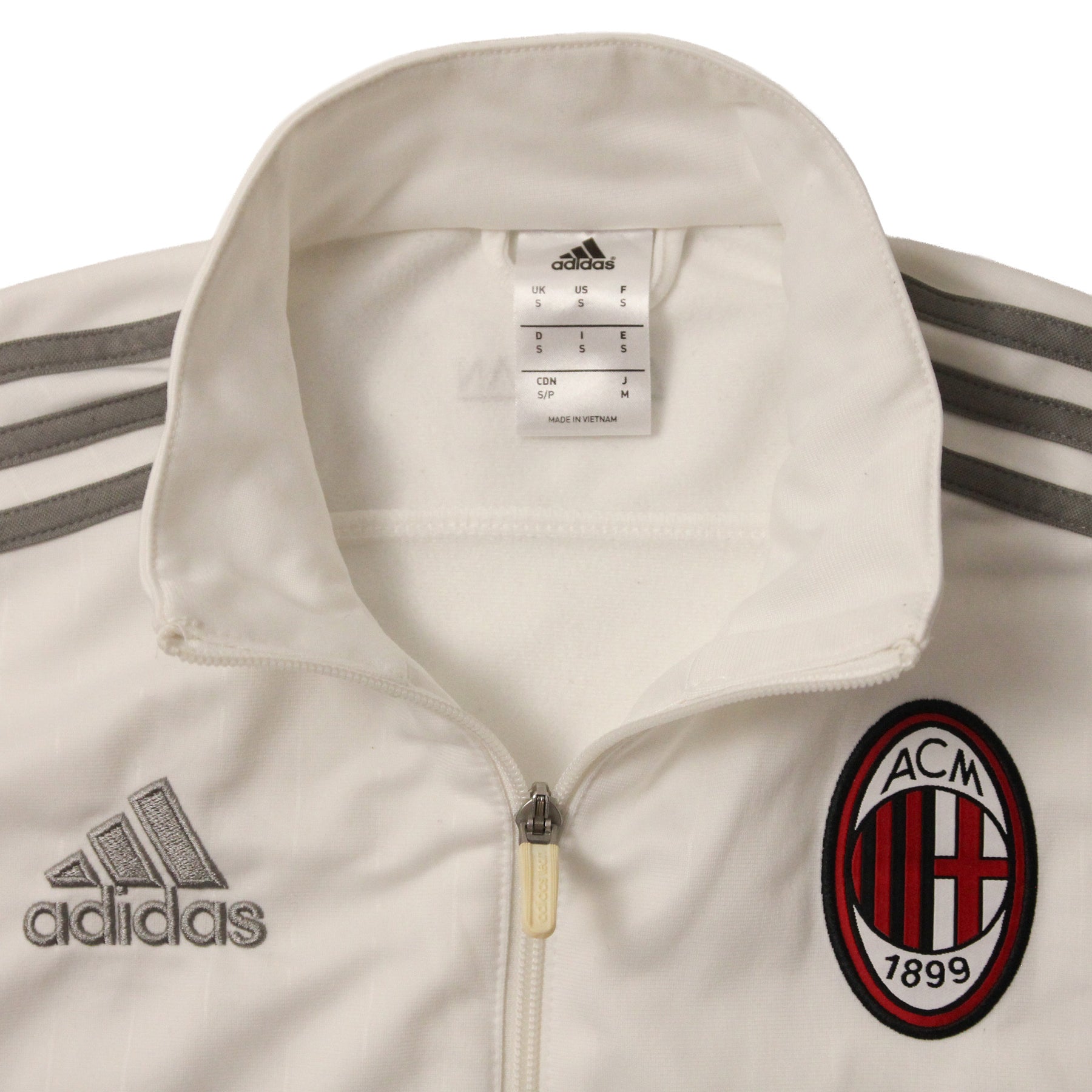 2015/16 AC Milan Adidas 3-Stripe Track Top White/Grey [S]