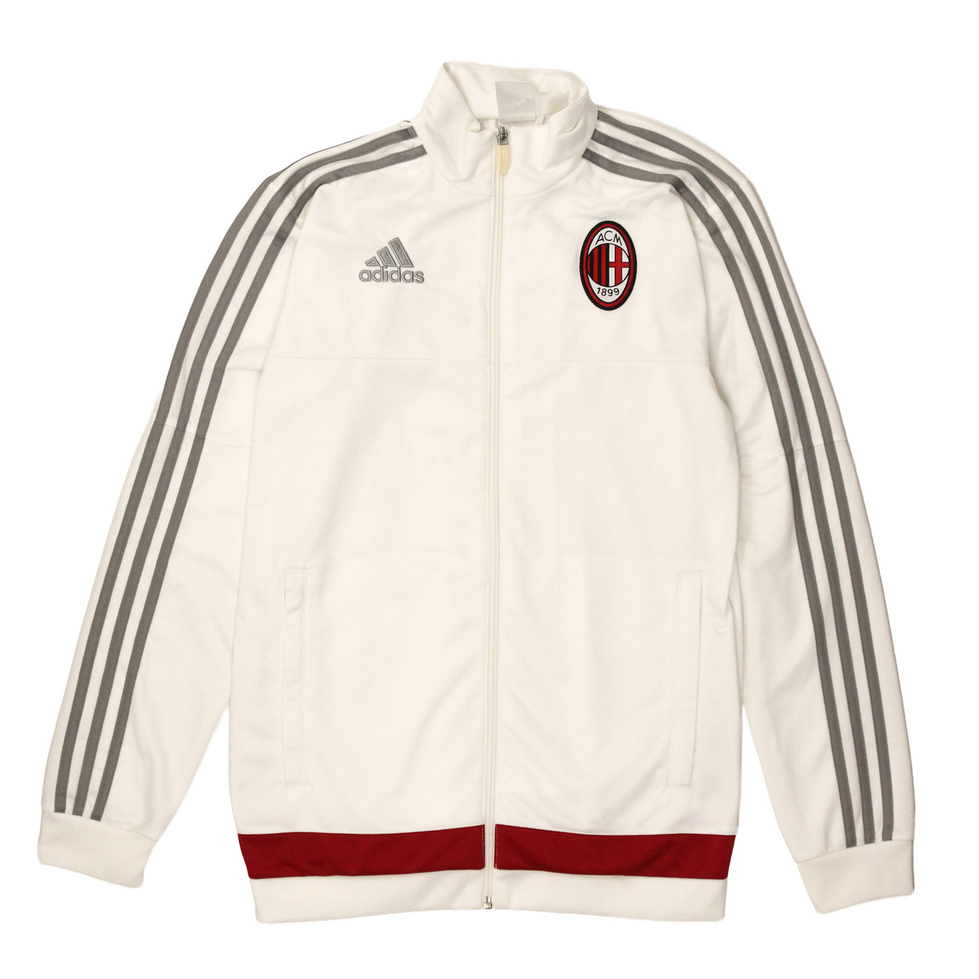 2015/16 AC Milan Adidas 3-Stripe Track Top White/Grey [S]