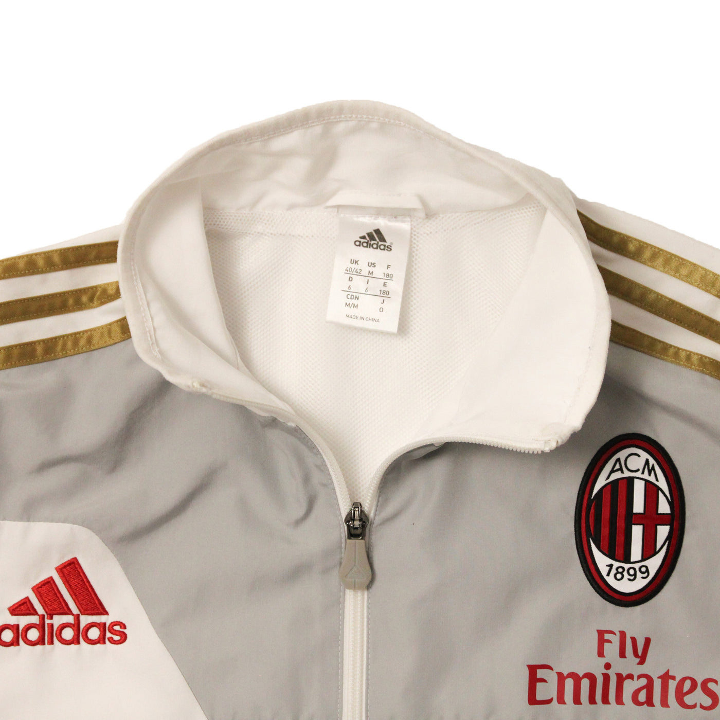 2013/14 AC Milan Adidas Anthem Track Jacket White/Gold [M]